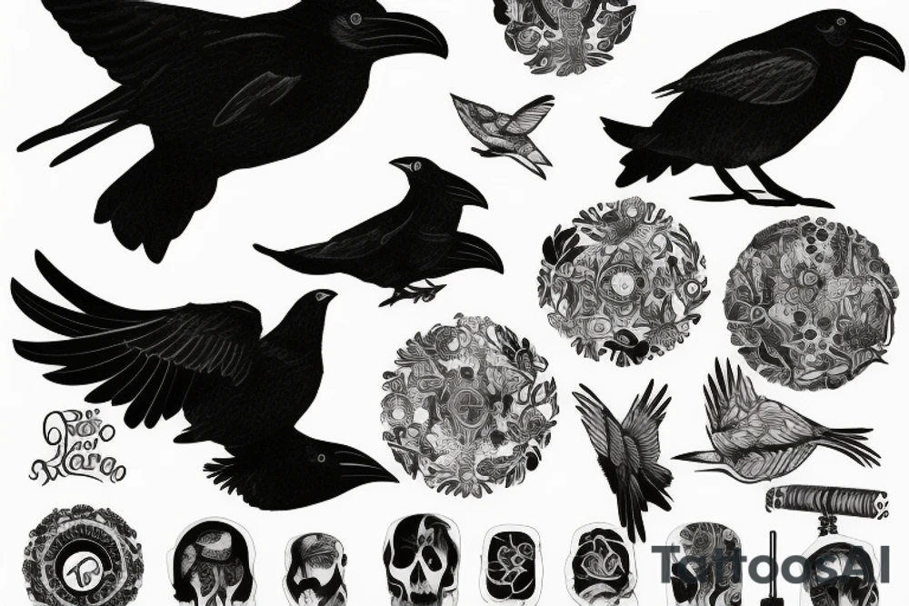raven on tree tattoo idea