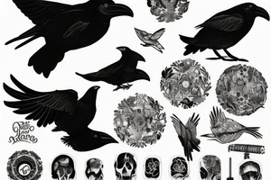 raven on tree tattoo idea