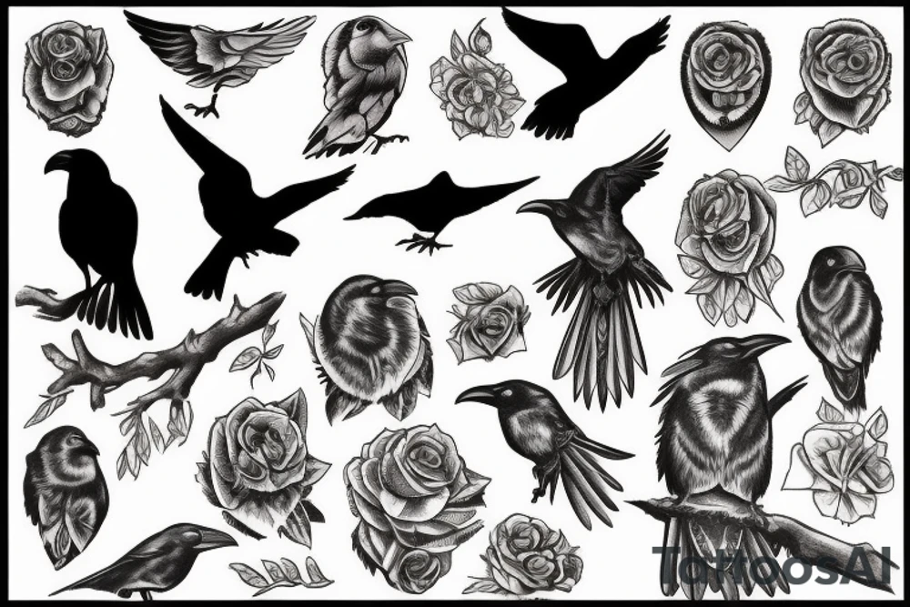 raven on tree tattoo idea