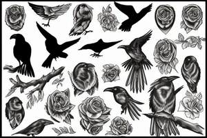 raven on tree tattoo idea
