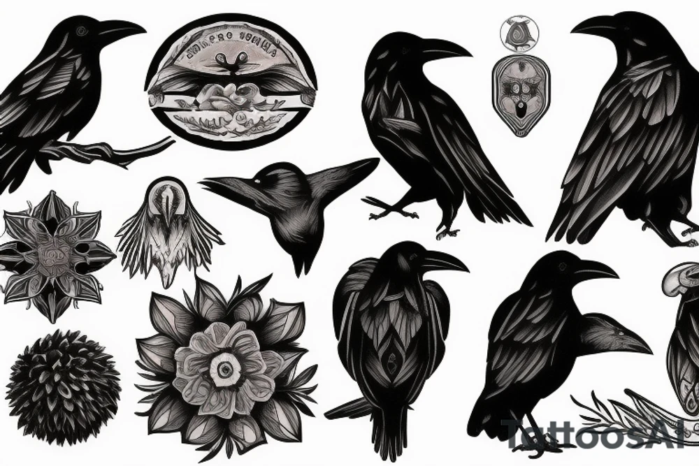 raven on tree tattoo idea