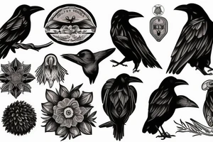 raven on tree tattoo idea