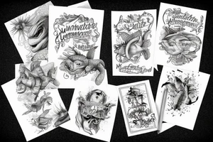 Schwimmende Landschildkröte mit einem kompass darüber und einer Landkarte im Hintergrund tattoo idea