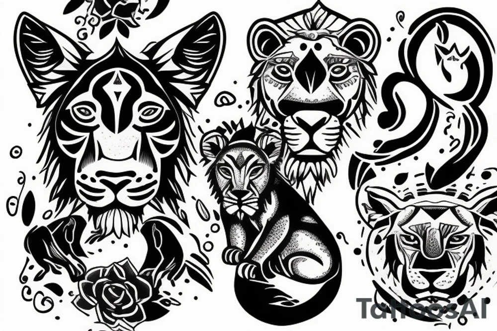 lioness and cubs tattoo idea