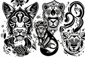 lioness and cubs tattoo idea