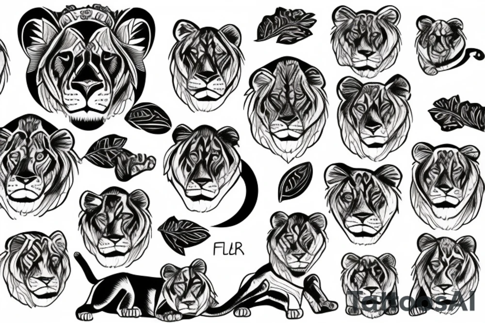 lioness and cubs tattoo idea