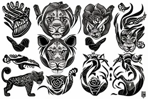 lioness with claws and ears raised tattoo idea