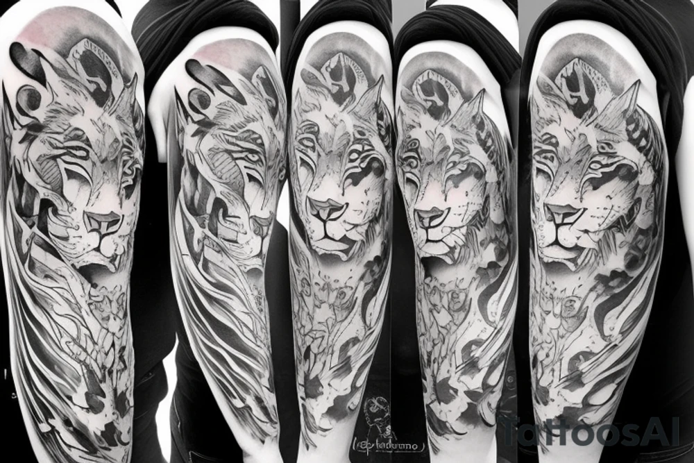 lioness with claws and ears raised tattoo idea