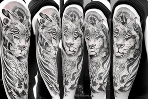 lioness with claws and ears raised tattoo idea
