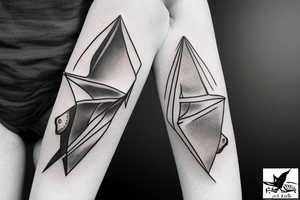 paper plane travelling around thw world tattoo idea