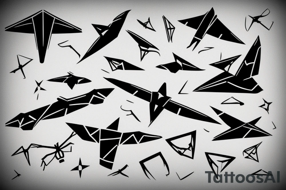 paper airplane that flies around the globe tattoo idea