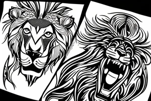 A brave lion killing his prey tattoo idea