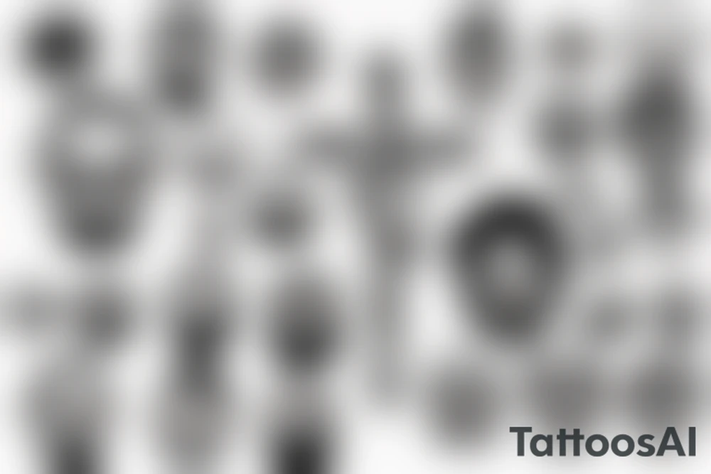Cross with a sad and happy face tattoo idea