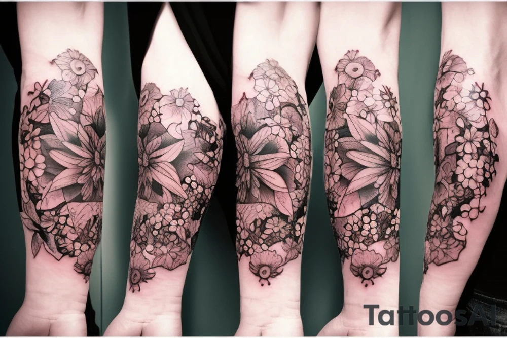 Flower with hearts tattoo idea