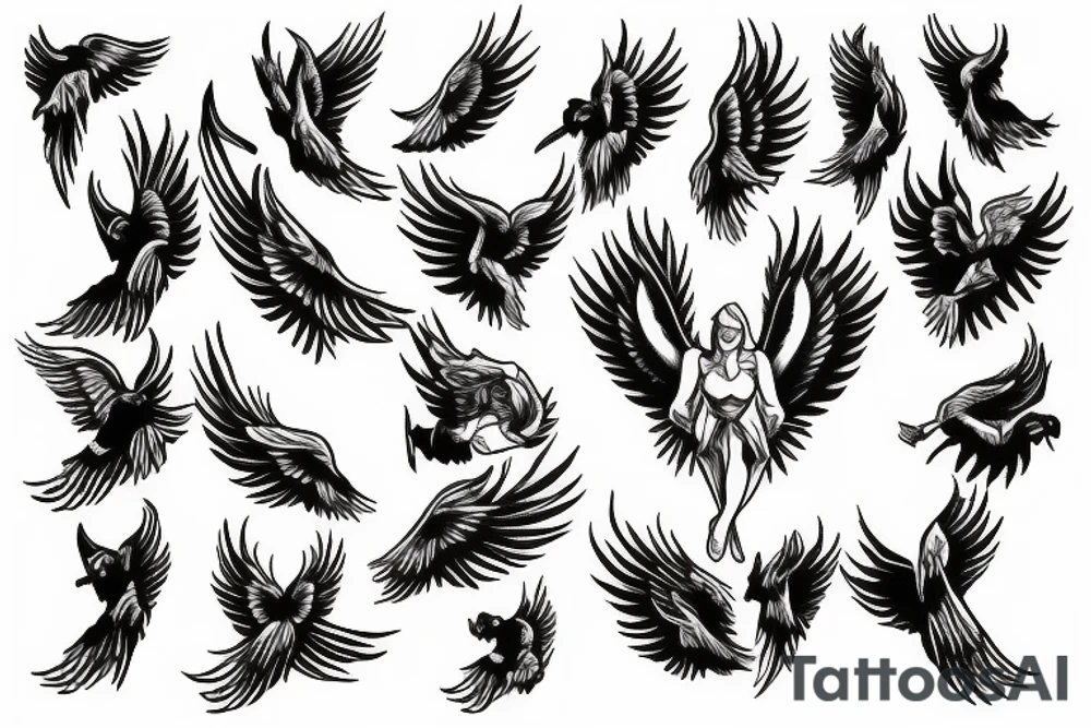 Angel falling backward from heaven tattoo idea