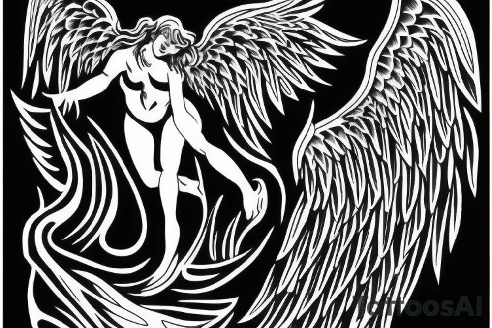 Angel falling backward from heaven tattoo idea