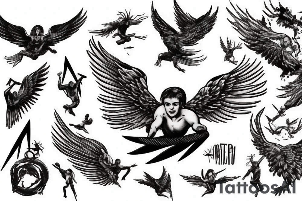 Icarus falling backward from heaven tattoo idea
