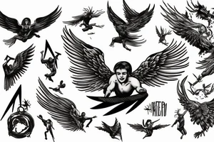 Icarus falling backward from heaven tattoo idea