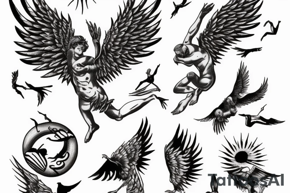 Icarus falling backward from heaven tattoo idea