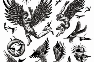 Icarus falling backward from heaven tattoo idea