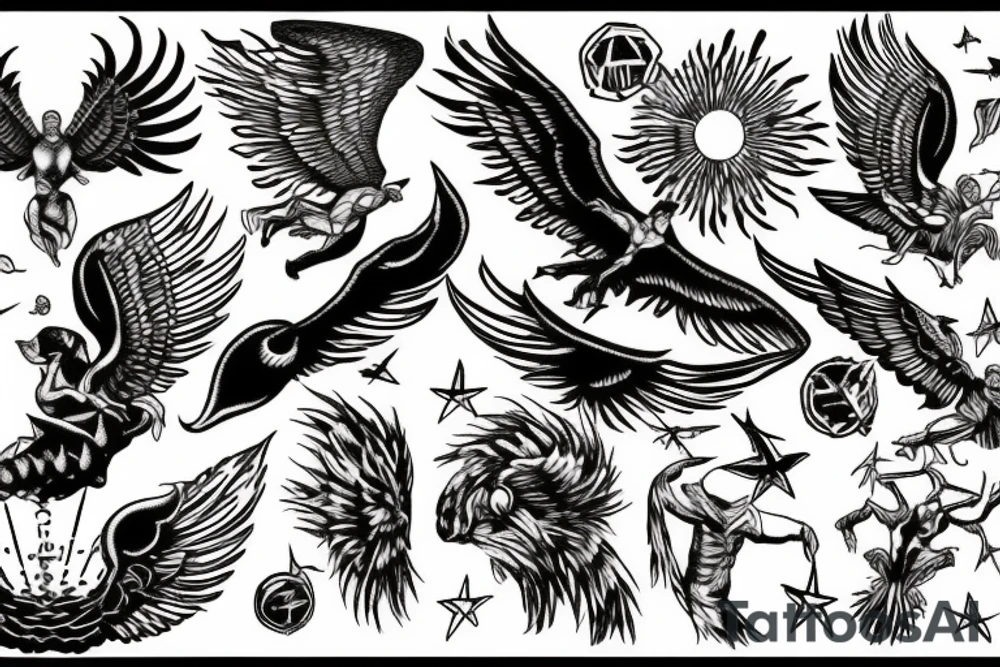 Icarus falling backward tattoo idea