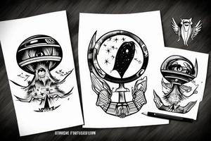 Ufo with alien picking up a sasquatch tattoo idea