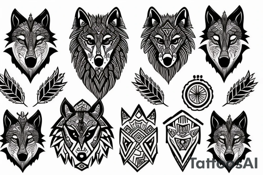 Nordic, wolf, compass tattoo idea