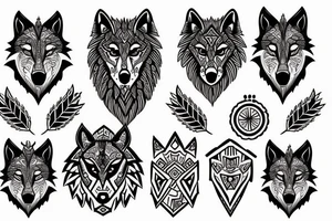 Nordic, wolf, compass tattoo idea