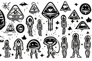 Ufo with alien abducting a sasquatch tattoo idea