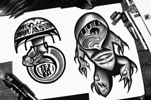 Ufo with alien abducting a sasquatch tattoo idea
