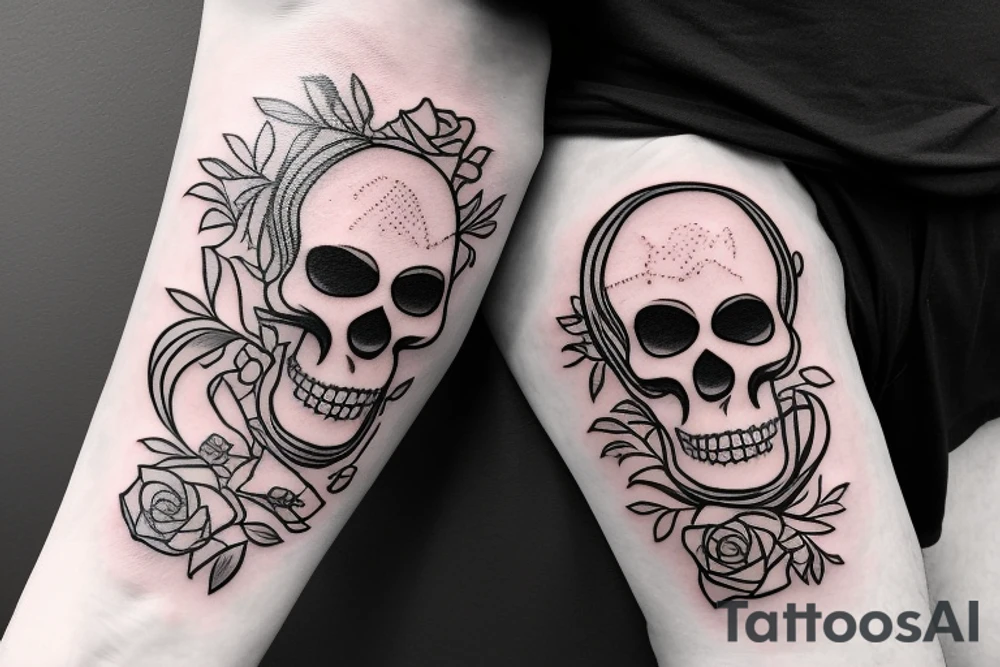 Skeleton shooting itself in the head with finger gun tattoo idea