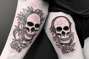 Skeleton shooting itself in the head with finger gun tattoo idea