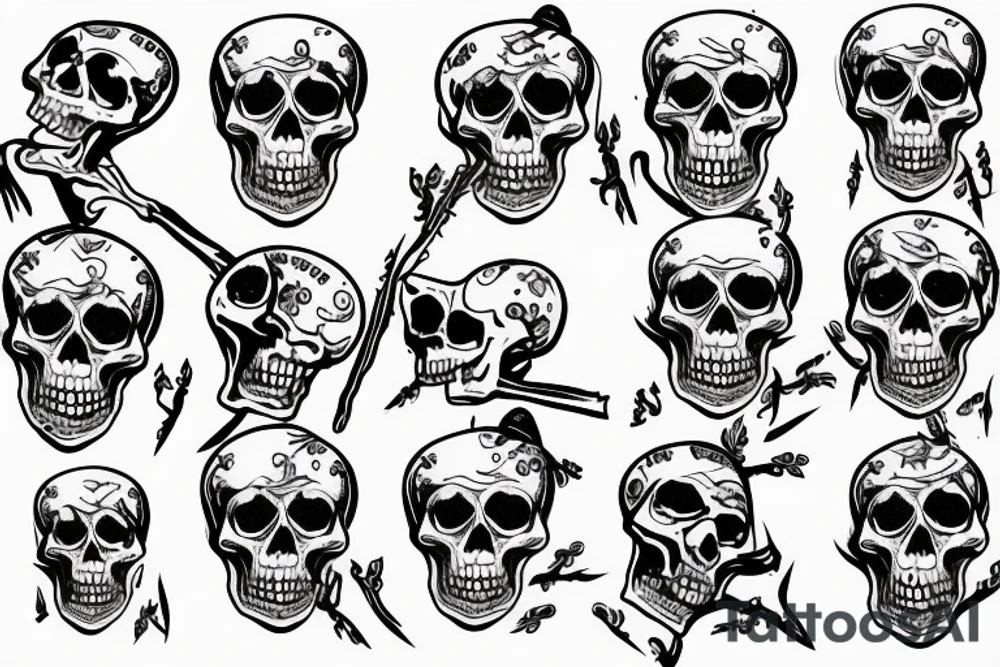 Skeleton shooting itself in the head tattoo idea
