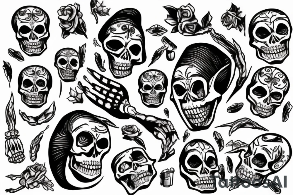 Skeleton shooting itself in the head tattoo idea
