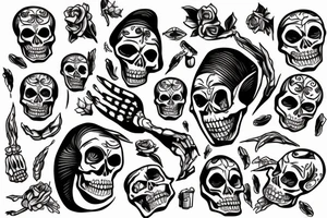Skeleton shooting itself in the head tattoo idea