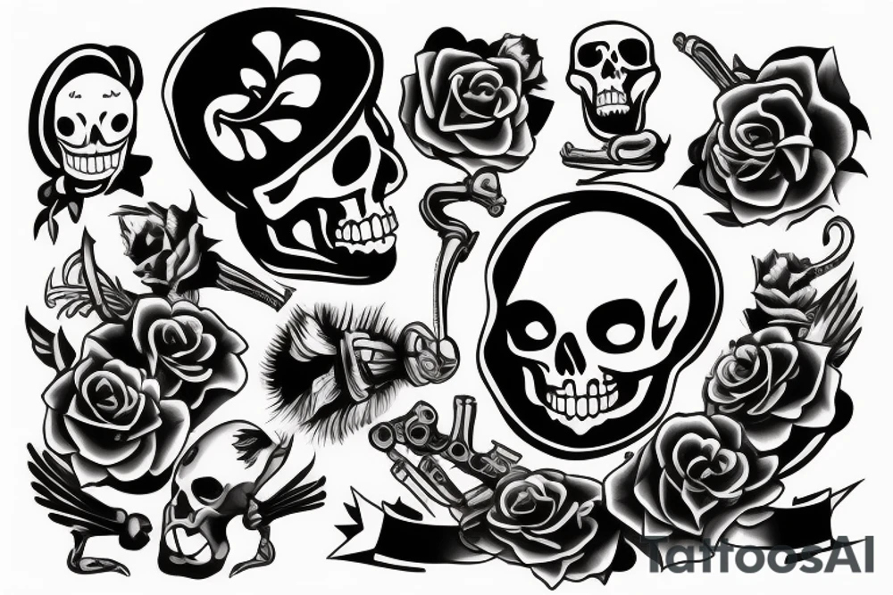 Skeleton shooting itself in the head tattoo idea