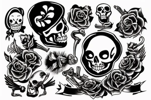 Skeleton shooting itself in the head tattoo idea