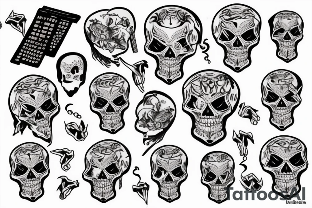 Skeleton shooting itself in the head tattoo idea