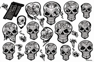 Skeleton shooting itself in the head tattoo idea