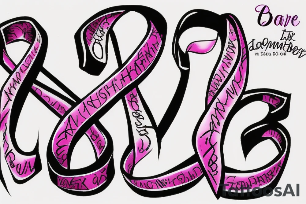 Breast cancer awareness ribbon with the date December 31 2010 written under it tattoo idea