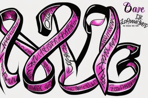 Breast cancer awareness ribbon with the date December 31 2010 written under it tattoo idea