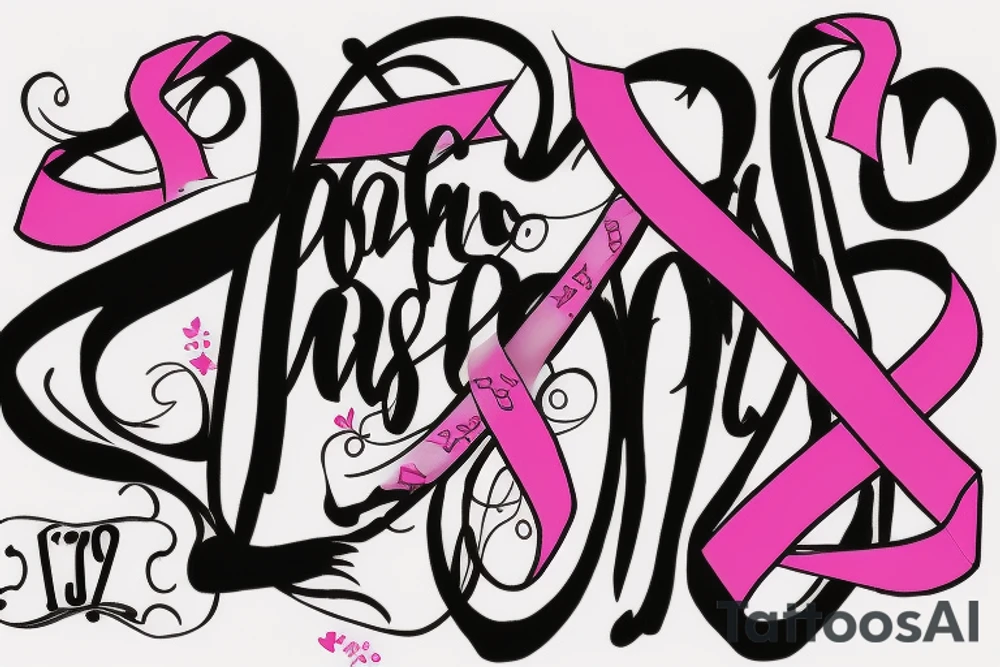 Breast cancer awareness ribbon with the date December 31 2010 written under it tattoo idea