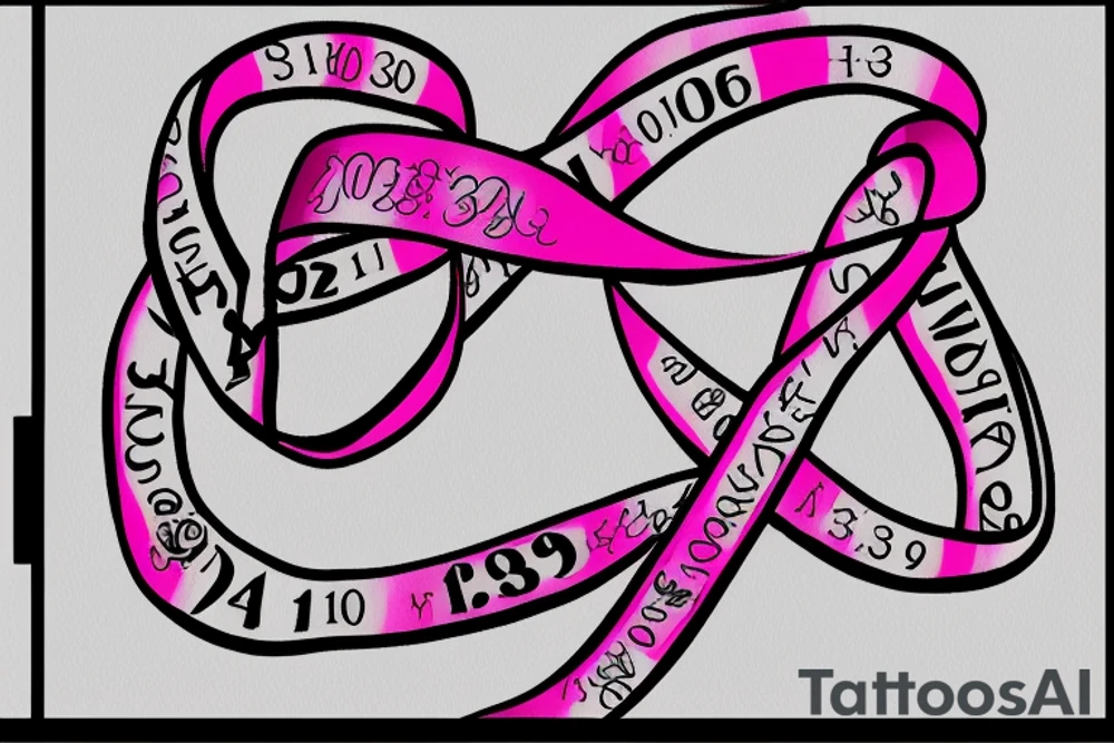 Breast cancer awareness ribbon with the date December 31 2010 written under it tattoo idea