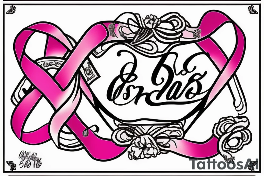 Breast cancer awareness ribbon with the date December 31 2010 written under it tattoo idea