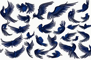 Blue Flying phoenix along ribs tattoo idea