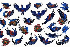 Blue Flying phoenix tattoo idea