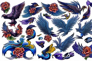Blue Flying phoenix tattoo idea