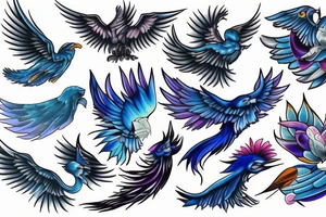 Blue Flying phoenix tattoo idea