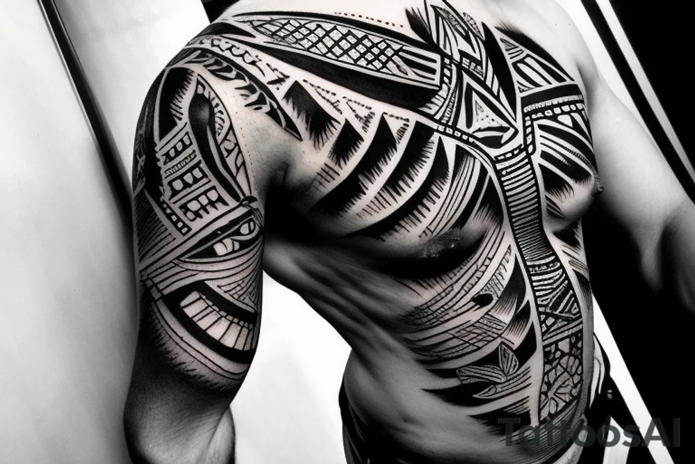 Black panther in the jungle on a log tattoo idea