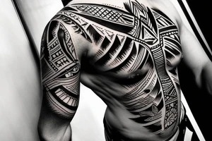 Black panther in the jungle on a log tattoo idea